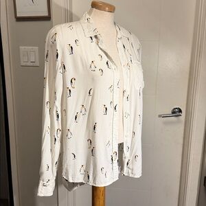 Penguin Velvet Heart button up